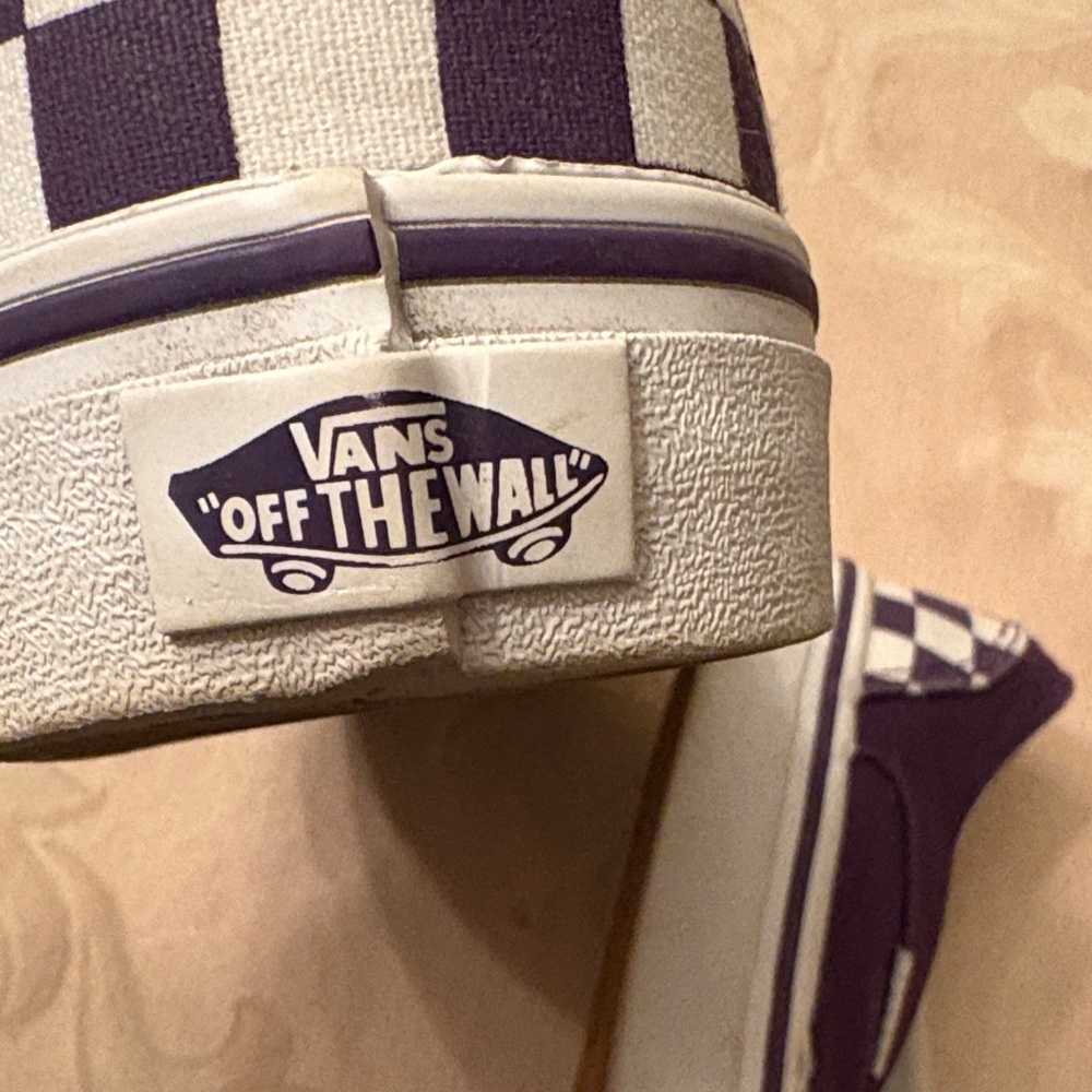 Vans Purple and White Checkered Slip-Ons - Picture 9 of 12